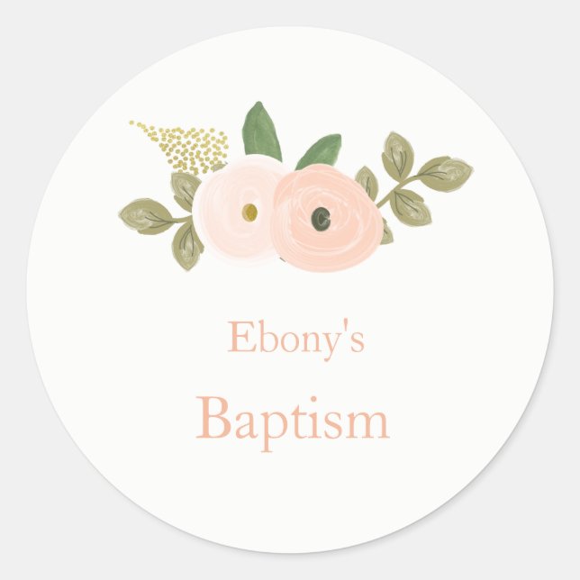 Sticker Rond Élégant Aquarelle Baptère Floral (Devant)