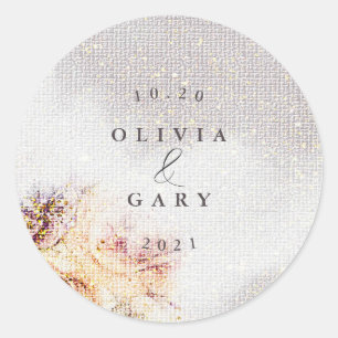 Sticker Rond Elégant aquarelle Peint Floral Mariage