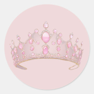 Sticker Rond Élégant Art de la Couronne rose