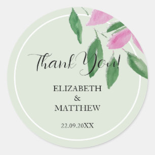 Sticker Rond Élégant Art Fleur sauvage d'aquarelle romantique