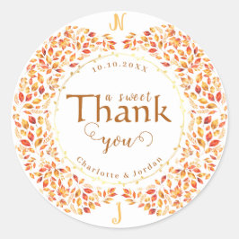 Sticker Rond Élégant automne laisse Rustique Mariage en terre c