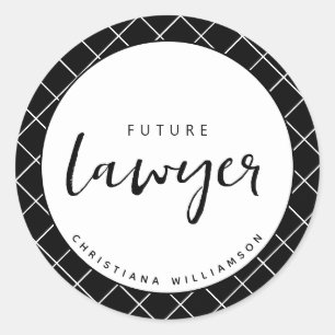 Sticker Rond Elégant Avocat du Futur Chèque Motif Personnalisé