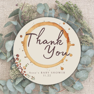 Sticker Rond Elégant Baby shower À Thème Café