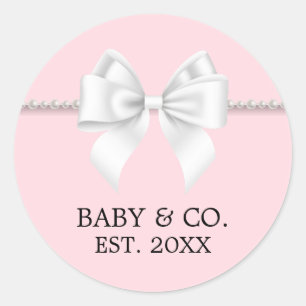 Sticker Rond Élégant Baby shower à thème rose beige