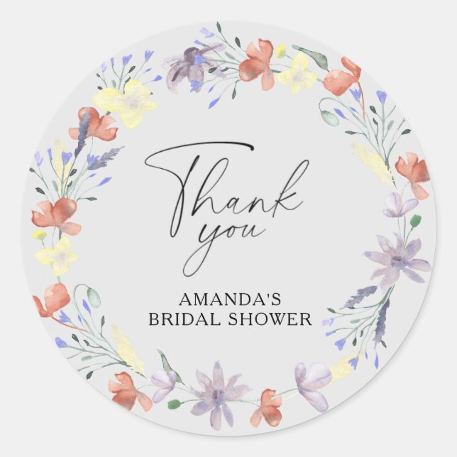 Sticker Rond Élégant baby shower bohème floral (Devant)