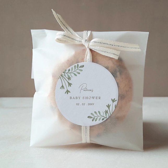 Sticker Rond Élégant Baby shower botanique rustique (Boho Baby Shower Sticker)