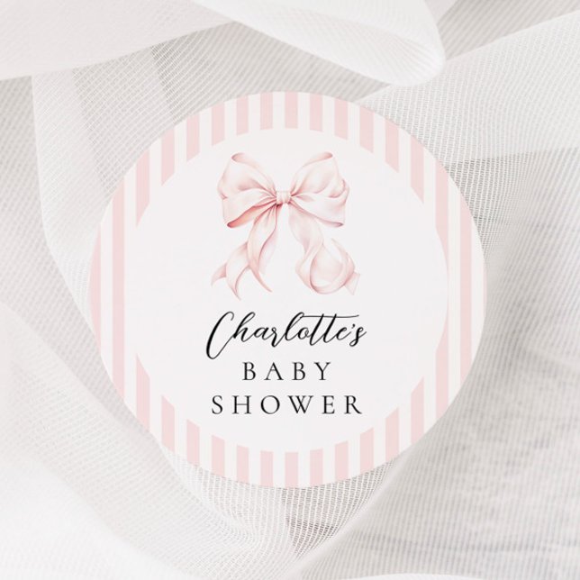 Sticker Rond Élégant Baby shower de cabot rose (Créateur téléchargé)