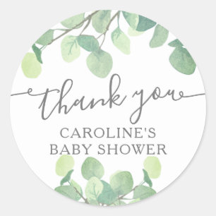 Sticker Rond Elégant Baby shower de verdure Eucalyptus
