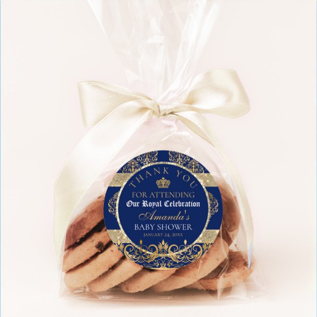 Sticker Rond Élégant Baby shower Royal Prince (Créateur téléchargé)