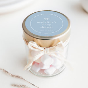 Sticker Rond Elégant Baby shower simple Dusty Blue Boys