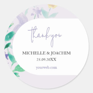 Sticker Rond Elégant Beau Lilac Boho Aquarelle Florale