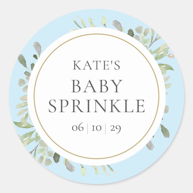 Sticker Rond Elégant bébé Garçon Sprinkle Aquarelle Verdure (Devant)