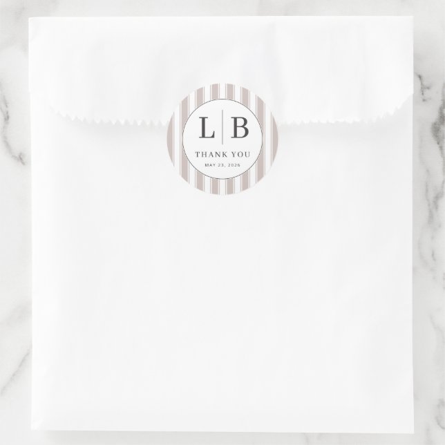 Sticker Rond Elegant Beige Thank You Circle (Sac)