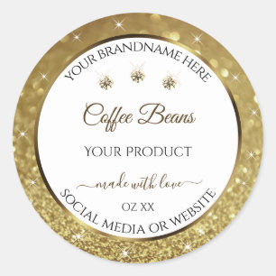 Sticker Rond Elégant Black Gold Parties scintillant produit Éti