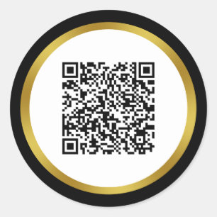 Sticker Rond Elégant Black White Gold Scan QR Code