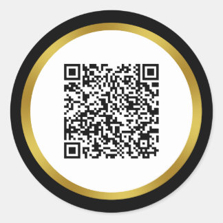 Sticker Rond Elégant Black White Gold Scan QR Code
