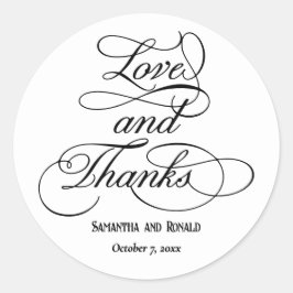 Sticker Rond Élégant blanc amour et merci Mariage