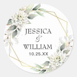 Sticker Rond Elégant bleu bleu bleu floral Mariage
