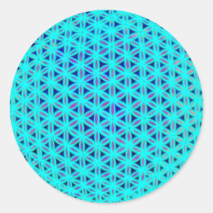 Sticker Rond Élégant bleu néon fleur turquoise de vie