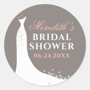 Sticker Rond Élégant Blush chaud gris Mariage Gown spectacle nu