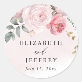 Sticker Rond Elégant Boho été printemps Blush Floral Mariage