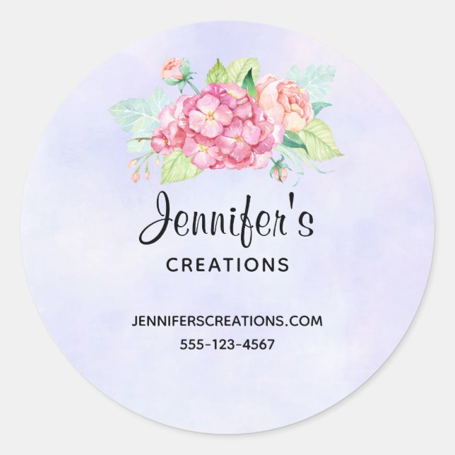 Sticker Rond Elégant Bouquet de fleurs rose (Devant)