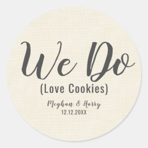 Sticker Rond Élégant Burlap Nous adorons les cookies