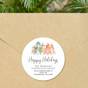 Sticker Rond Élégant Business Christmas Holiday Adresse de reto