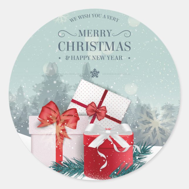 Sticker Rond Élégant cadeau de Noël | Sceau à coller (Devant)
