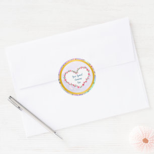 Sticker Rond Elégant cadre de coeur floral : pour chaque occasi