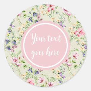 Sticker Rond Elégant cadre rose floral : Pour chaque occasion