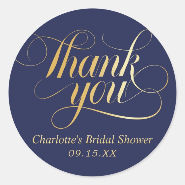 Sticker Rond Élégant Calligraphie Merci Shower de Mariage (Devant)