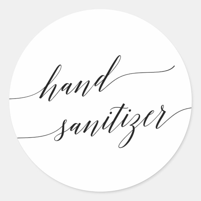Sticker Rond Élégant calligraphie noire Sanitizer à main (Devant)