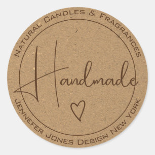 Sticker Rond Elegant Calligraphy Kraft Paper Handmade Labels