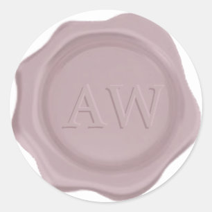 Sticker Rond Elégant Cassis violet Monogramme Mariage cire Scea