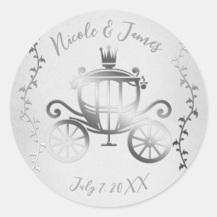 Sticker Rond Élégant chariot argenté histoire blanche royale