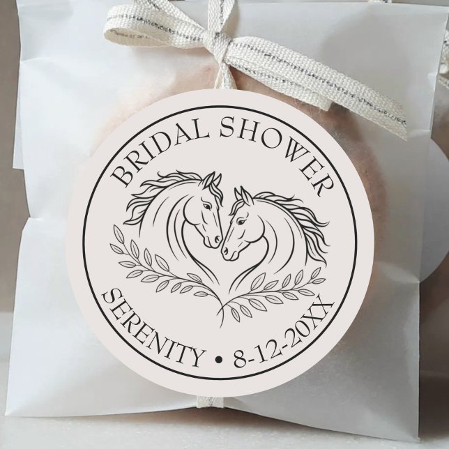 Sticker Rond Élégant cheval Mariage rustique Pays Merci (Créateur téléchargé)