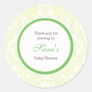 Sticker Rond Élégant chevalet en damas jaune et vert