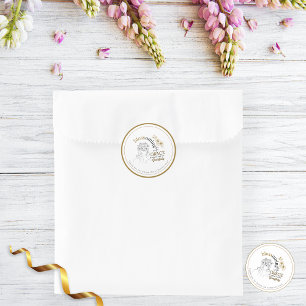 Sticker Rond Elégant Cheveux Rose Abstrait Fleurissant Avec Grâ