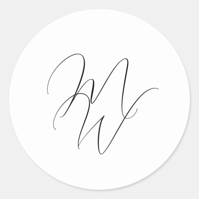 Sticker Rond Élégant chic Monogramme moderne noir & blanc Maria (Devant)
