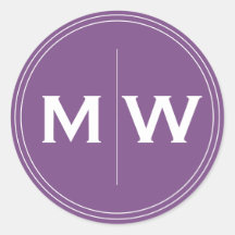 Élégant Chic Purple Cercle Deux Monogrammes Initia