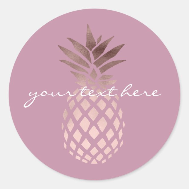 Sticker Rond élégant chick clair rose or tropical ananas (Devant)