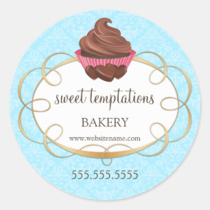 Sticker Rond Élégant Chocolat Cupcake Boulangerie emballage