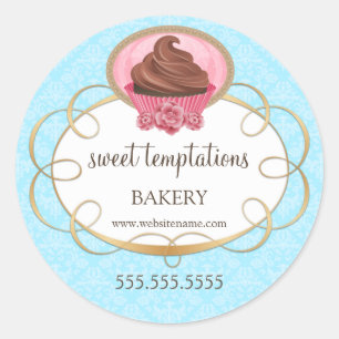 Sticker Rond Élégant Chocolat Cupcake Boulangerie emballage