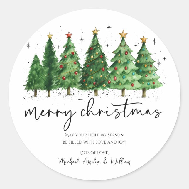 Sticker Rond Elegant Christmas Trees Holiday Season (Devant)