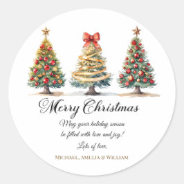 Sticker Rond Elegant Christmas Trees Holiday Season