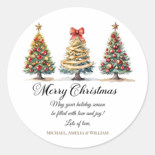 Sticker Rond Elegant Christmas Trees Holiday Season (Devant)