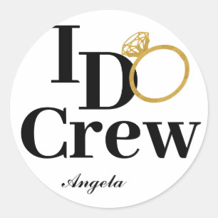 Sticker Rond Élégant classique I Do Crew Noir et Or