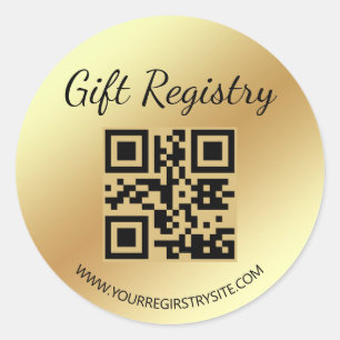 Sticker Rond élégant code QR de liste de cadeaux en or pour bab