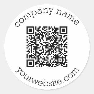 Sticker Rond Élégant Code QR personnalisé moderne & Texte Entre